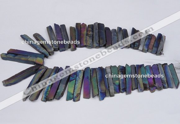 CTD843 Top drilled 6*25mm - 8*55mm sticks plated agate beads