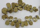 CTD901 Top drilled 15*20mm - 20*30mm freeform plated quartz beads