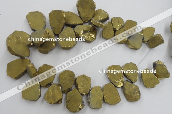 CTD901 Top drilled 15*20mm - 20*30mm freeform plated quartz beads