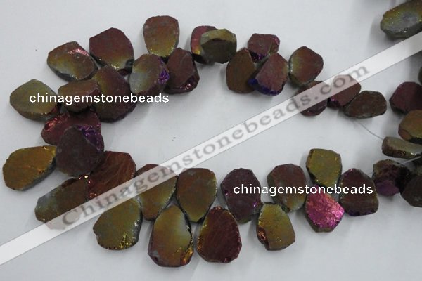 CTD903 Top drilled 15*20mm - 20*30mm freeform plated quartz beads