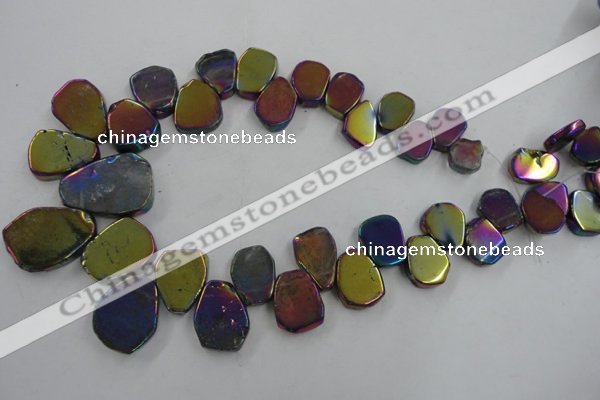 CTD905 Top drilled 15*20mm - 20*30mm freeform plated quartz beads
