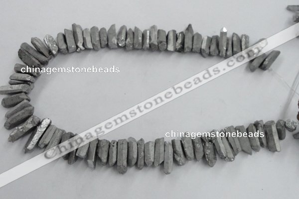 CTD910 Top drilled 5*15mm - 6*25mm wand plated quartz beads