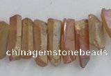 CTD911 Top drilled 5*15mm - 6*25mm wand plated quartz beads