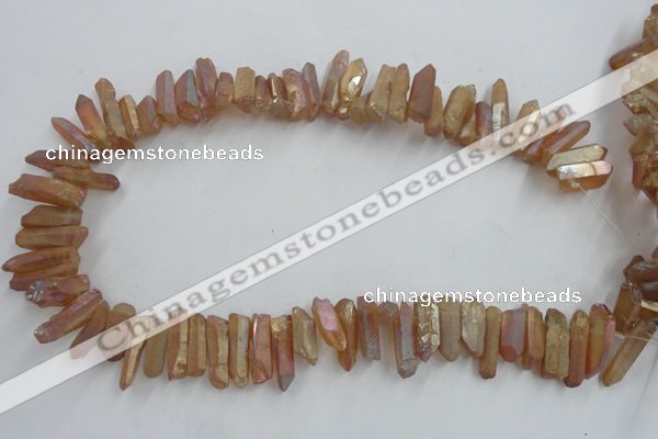 CTD911 Top drilled 5*15mm - 6*25mm wand plated quartz beads