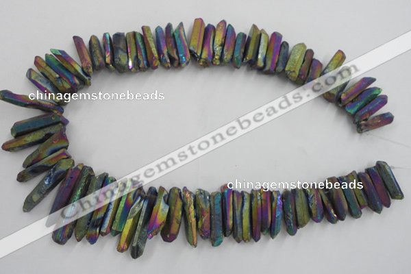 CTD919 Top drilled 6*25mm - 8*40mm wand plated quartz beads