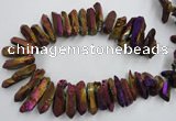 CTD925 Top drilled 15*20mm - 18*38mm wand plated quartz beads