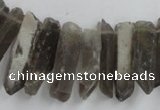 CTD927 Top drilled 6*18mm - 6*35mm wand smoky quartz beads