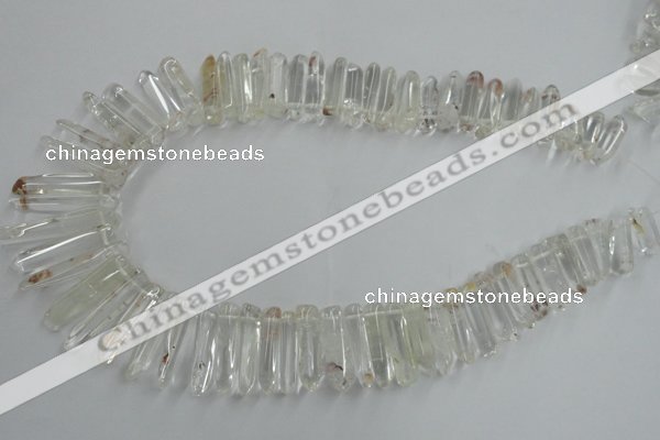 CTD935 Top drilled 6*15mm - 7*40mm wand AB grade white crystal beads