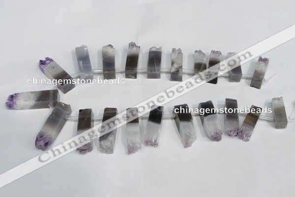 CTD940 Top drilled 8*25mm - 10*40mm sticks druzy amethyst beads