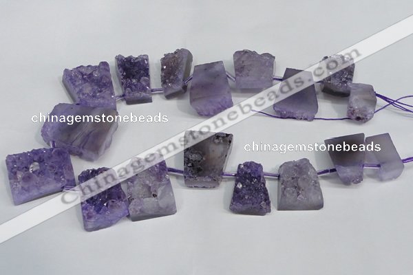 CTD941 Top drilled 14*20mm - 28*35mm freeform druzy amethyst beads