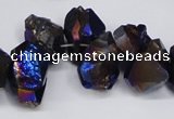 CTD948 Top drilled 8*10mm - 18*25mm faceted nuggets plated amethyst beads