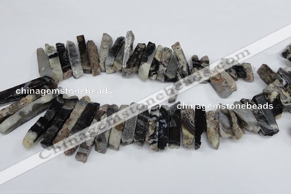 CTD964 Top drilled 8*25mm - 10*60mm sticks dyed blue lace agate beads