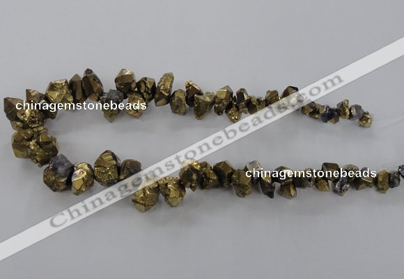 CTD972 Top drilled 8*10mm - 15*25mm nuggets plated quartz beads