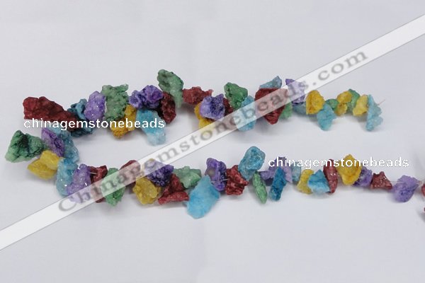 CTD981 Top drilled 10*15mm - 15*25mm nuggets plated druzy agate beads