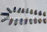 CTD985 Top drilled 8*25mm - 10*45mm sticks plated druzy amethyst beads