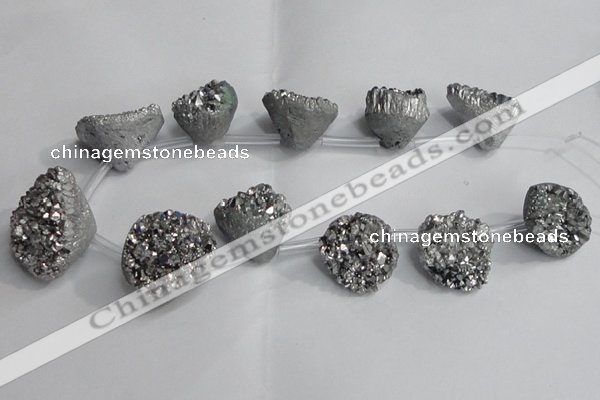 CTD991 Top drilled 12*15mm - 18*25mm nuggets plated druzy agate beads