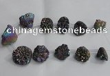 CTD993 Top drilled 12*15mm - 18*25mm nuggets plated druzy agate beads