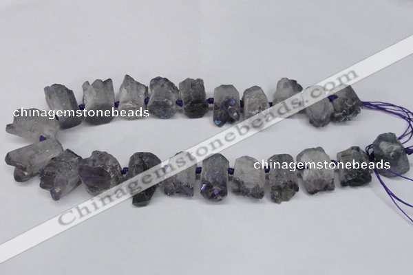 CTD998 Top drilled 15*20mm - 20*25mm nuggets plated druzy amethyst beads