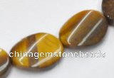 CTE04 twisted flat oval 15*20mm yellow tiger eye beads wholesale