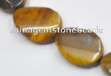 CTE05 15*30mm twisted flat oval yellow tiger eye beads wholesale