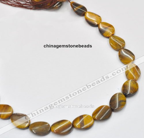 CTE05 15*30mm twisted flat oval yellow tiger eye beads wholesale