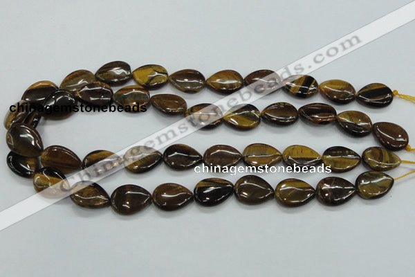 CTE100 15.5 inches 13*18mm flat teardrop yellow tiger eye beads