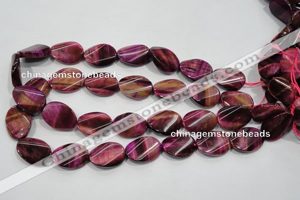 CTE1009 15.5 inches 18*25mm twisted oval dyed red tiger eye beads