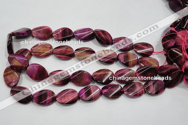 CTE1010 15.5 inches 20*30mm twisted oval dyed red tiger eye beads