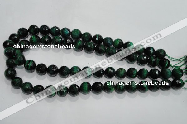 CTE1015 15.5 inches 12mm faceted round dyed green tiger eye beads