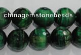 CTE1016 15.5 inches 14mm faceted round dyed green tiger eye beads