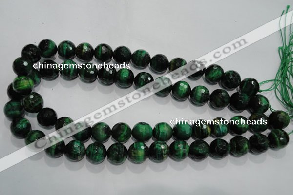 CTE1016 15.5 inches 14mm faceted round dyed green tiger eye beads