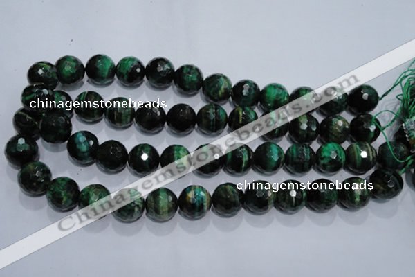 CTE1017 15.5 inches 16mm faceted round dyed green tiger eye beads