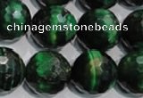 CTE1018 15.5 inches 18mm faceted round dyed green tiger eye beads