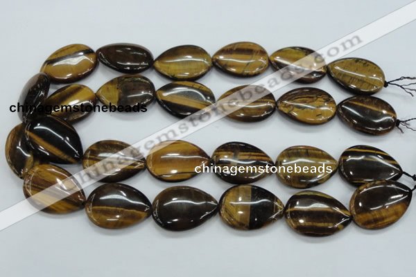 CTE102 15.5 inches 22*30mm flat teardrop yellow tiger eye beads