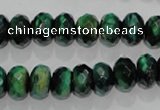 CTE1022 15.5 inches 6*10mm faceted rondelle dyed green tiger eye beads