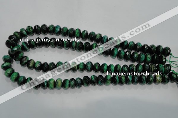 CTE1022 15.5 inches 6*10mm faceted rondelle dyed green tiger eye beads