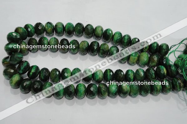 CTE1024 15.5 inches 10*14mm faceted rondelle dyed green tiger eye beads