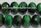 CTE1025 15.5 inches 12*16mm faceted rondelle dyed green tiger eye beads