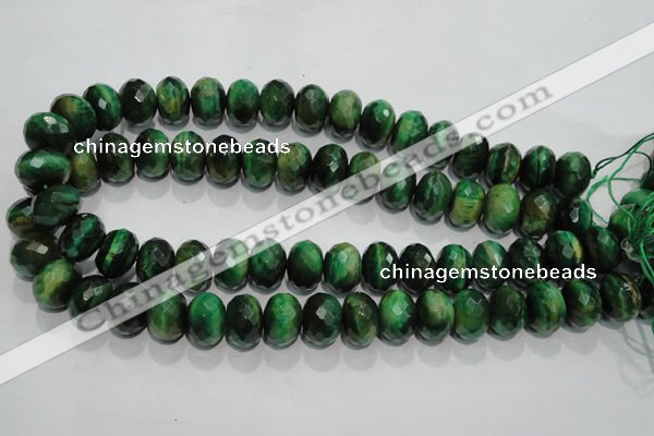 CTE1025 15.5 inches 12*16mm faceted rondelle dyed green tiger eye beads