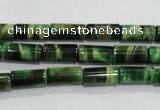 CTE1029 15.5 inches 6*12mm tube dyed green tiger eye beads wholesale