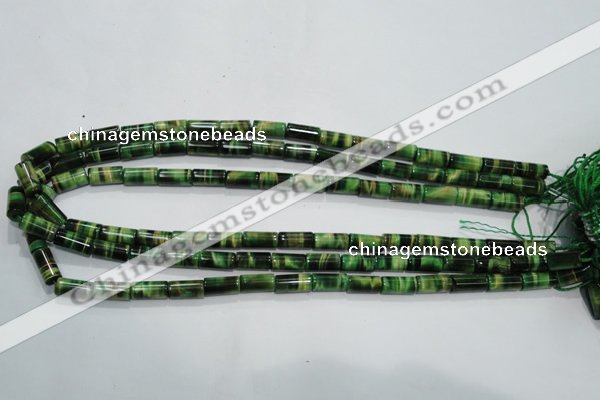 CTE1029 15.5 inches 6*12mm tube dyed green tiger eye beads wholesale