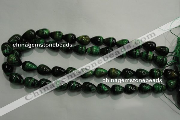 CTE1032 15.5 inches 12*16mm teardrop dyed green tiger eye beads