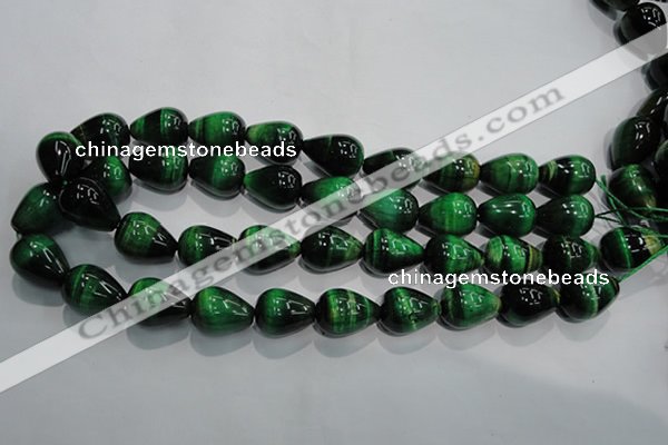 CTE1033 15.5 inches 15*20mm teardrop dyed green tiger eye beads