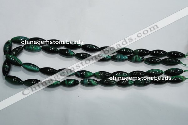 CTE1036 15.5 inches 8*18mm rice dyed green tiger eye beads