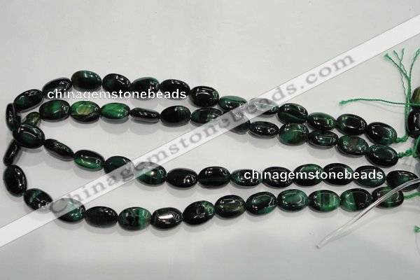 CTE1041 15.5 inches 10*14mm oval dyed green tiger eye beads