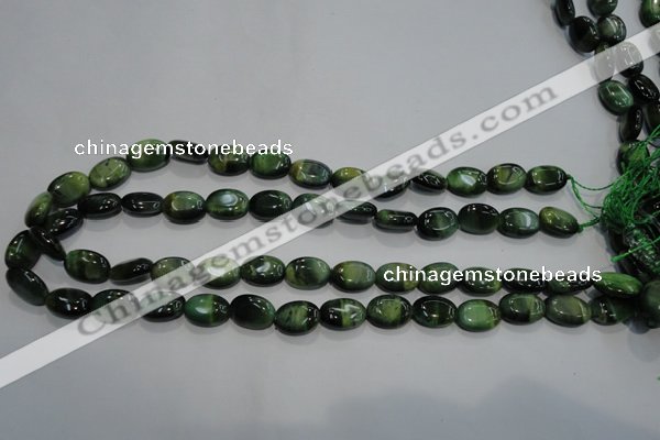 CTE1048 15.5 inches 10*14mm oval dyed green tiger eye beads