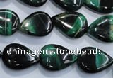 CTE1055 15.5 inches 13*18mm flat teardrop dyed green tiger eye beads