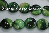 CTE1062 15.5 inches 12mm flat round dyed green tiger eye beads