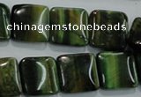 CTE1072 15.5 inches 15*15mm square dyed green tiger eye beads