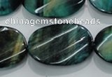 CTE1079 15.5 inches 22*30mm twisted oval dyed green tiger eye beads